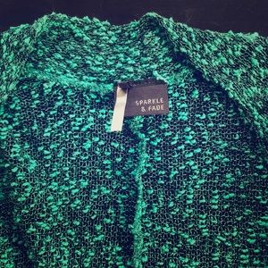 Green open knit Sparkle and Fade cardigan.